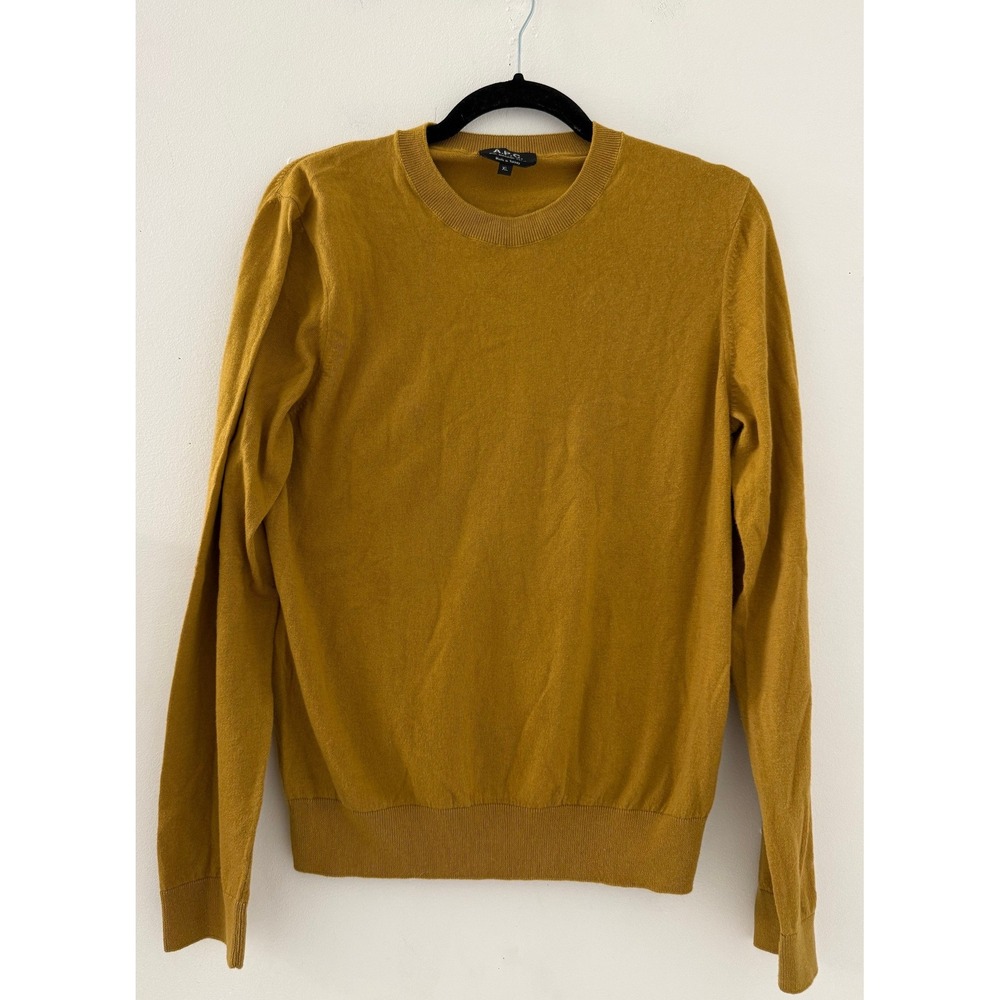 A.P.C. Mustard Yellow Cotton Cashmere Crewneck Sweater XL Rue Madame Paris